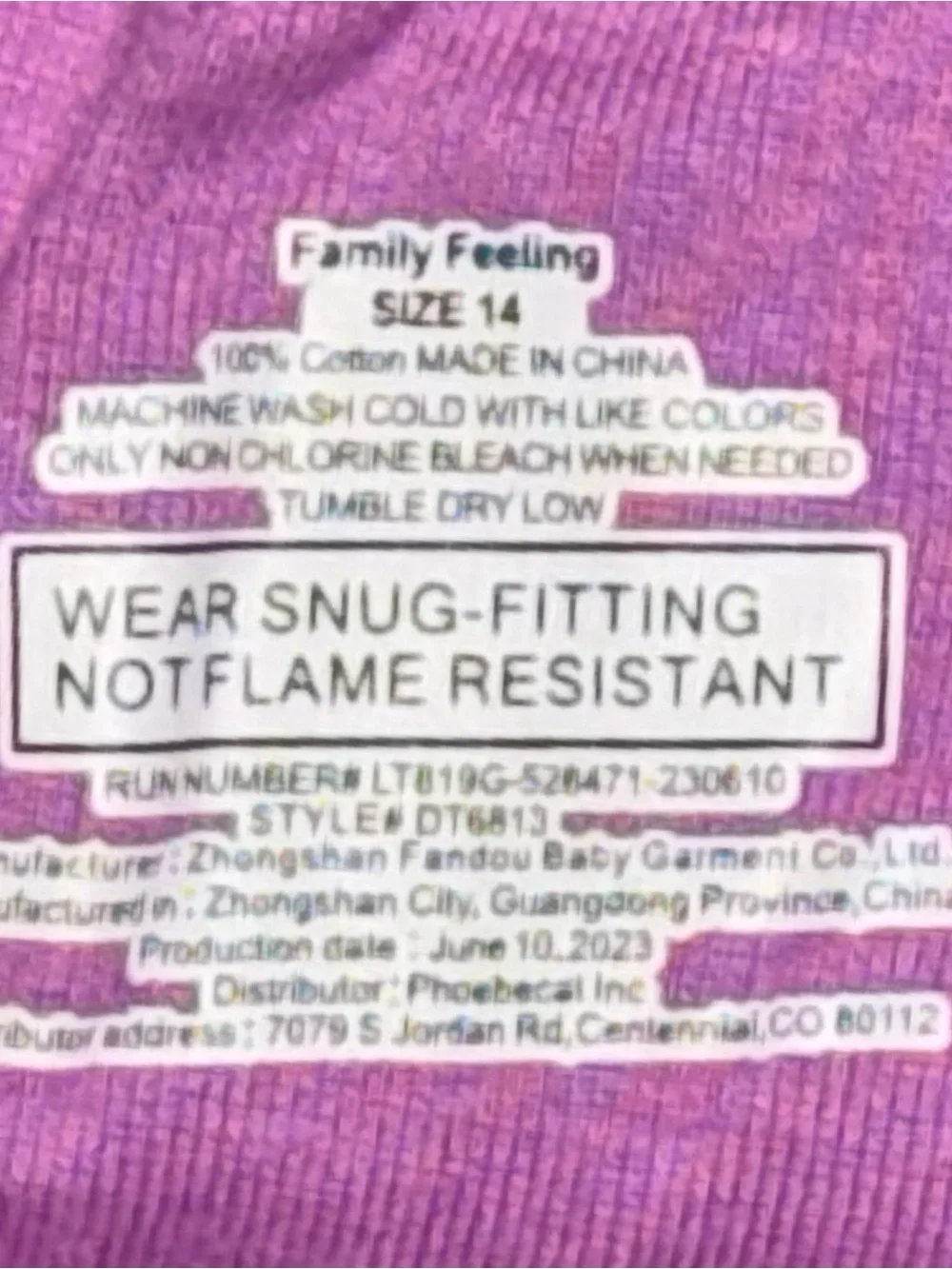 Family Feeling Girls 14 Purple 2-Piece Cat Print Long Sleeve Cotton Knit PJs